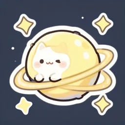 kawaii sticker illustration of cats in orbit