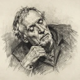 drawing sketch of a dying old man, by Ilya Repin, charcoal, chalk, russian academic, detailed, spontaneous linework, frail, musculature, dramatic