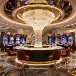 futuristic casino, crisp, artistic, artstation, luxury