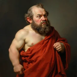 a hyperrealism portrait of male monk with hair, grizzled, muscular, extra weight, dwarf, vibrant color scheme, highly detailed, in the style of romanticism, cinematic, artstation, moebius, greg rutkowski