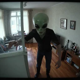 alien trying to kidnap me in my house, cctv footage