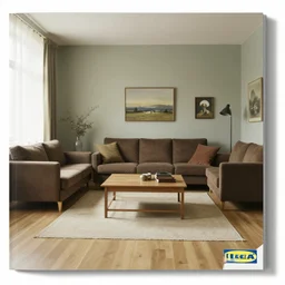 IKEA catalogue photo of a living room, by Rene Magritte