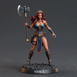 80mm resin detailed Miniature of a Vivica A Fox, angry, Queen of warrior, battle axe, on textured base ;Miniature product Photo, 4K, Full body