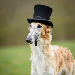 borzoi with tophat