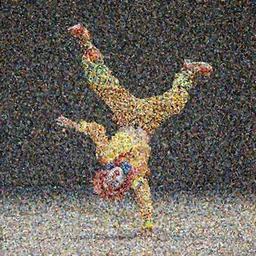 a clown breakdancing