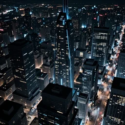 Birds eye view of Blade Runner 2049 city at night, digital art,