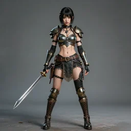full length photo of a very beautiful female atompunk warrior, 8 k, hdr, smooth, sharp focus, high resolution, award - winning photo
