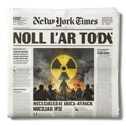the front page of the new york times nuclear attack top story, newspaper