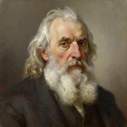 Old mighty man with white beard, oil on canvas, artstationHQ
