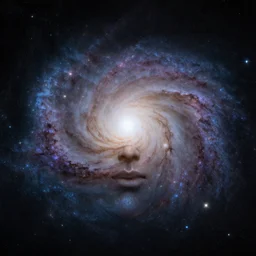 Face of god portrayed in the galaxy, realistic, high resolution, dramatic