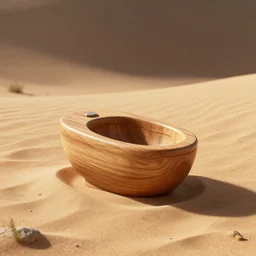 a wooden toilet bowl, sitting in the sand in the middle of the desert. high quality digital art, trending on artstation, dramatic lighting, octane render