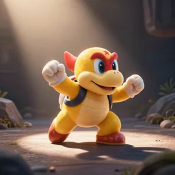 Koopa Troopa running and dancing from “Super Mario Galaxy”, professional photography 200mm