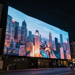 city sized curved screens projecting art