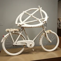 realistic photo of a a medieval ritual astronomy appliance bicycle, made of wood white clay and fur with black wires 1 9 9 0, life magazine reportage photo, natural colors, metropolitan museum collection