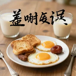 zen breakfast, digital design, caligraphy