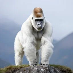 white gorilla on top of mountain