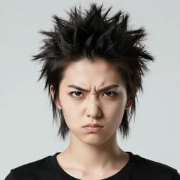portrait of a punk girl with spiky hair and an angry expression, quick monochrome digital sketch by Ross Tran, artstation