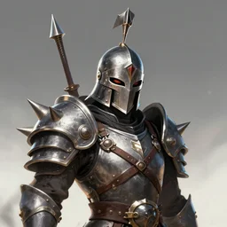 a warrior with a giant needle on top of their helmet wearing spiky armor, digital art, character portrait