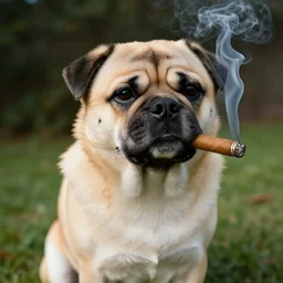 a doge smoking a cigar