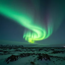 a landscape photo of iceland with aurora, by beksinski