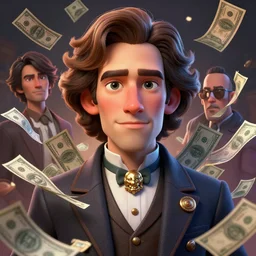colourful caricature - 3 d vfx art - portrait of a jacob rothshild with money all around hime, art style by james jean, hsiao, kevorkian. by greg rutkowski, - ron cheng, character concept art, unreal engine render, digital illustration, sharp, intricate detail, volumetric light, ray tracing, soft light, symmetric, pinterest, artstation, behance,