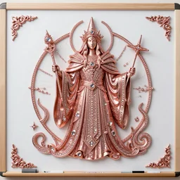zen mage, dry - erase marker, whiteboard, bejeweled, glitter, sparkly, 3 - dimensional, 3 d, rose - gold, in a symbolic and meaningful style, insanely detailed and intricate, hypermaximalist, elegant, ornate, hyper realistic, super detailed
