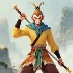 fantasy son wukong in the style of fenghua zhong trending on artstation