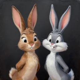 jessica rabbit and bugs bunny. atmospheric lighting. detailed matte portrait painting by greg rutkowski.