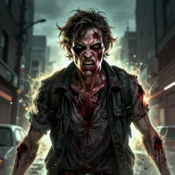 angry urban zombie portrait of nicholas hoult, grimdark horror, stylized digital illustration, radiating a glowing aura, global illumination, ray tracing, hdr, fanart arstation by ian pesty and katarzyna bek - chmiel