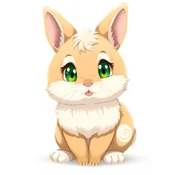 cute furry bunny, green eyes, light brown fur, anime, wlop
