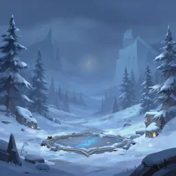 winter, in concept art of main menu loading screen background. for russian mmorpg by katauri, artstation, behance, style of hearthstone