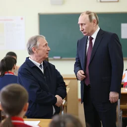 a still of vladimir putin being scolded by a teacher at school