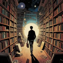 consciousness in space, matte painting, dynamic comic book art, dreamscape expansion into the living library, cinematic, trending on artstation