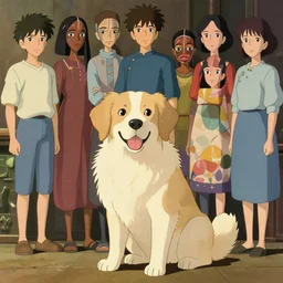 maximalist realistic dog, trending on pixiv fanbox, painted by makoto shinkai takashi takeuchi studio ghibli, akihiko yoshida, yoshitaka amano, wangechi mutu, clean cel shaded vector art. shutterstock. behance hd by lois van baarle, artgerm, helen huang, rossdraws, illustration