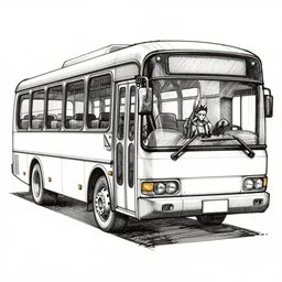 black ink pen liner drawing sketch of a bus, with crosshatching, by gnomon, style of ayami kojima castlevania