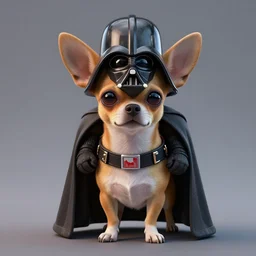 octane render ray tracing of darth vader chihuahua