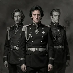 a portrait of john oliver standing next to adam driver, stoic, military uniform, fantasy, intricate, elegant, beautiful, highly detailed, charcoal, centered, dark, smokey, digital painting, artstation, concept art, smooth, sharp focus, illustration, art by artgerm and greg rutkowski and alphonse mucha