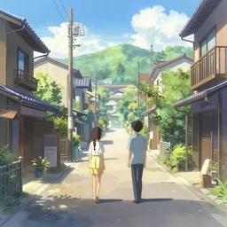a suburban japanese street, key visual, a digital painting by makoto shinkai and james gurney, trending on artstation, highly detailed