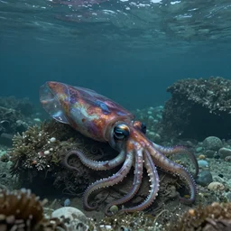 a person who is a mixture of a squid and a human, in a cove. photorealistic fantasy art ; highly - detailed