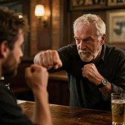 grandpa punching out someone at the local pub