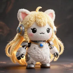 a cute fumo plush of a mechanized robot goddess, deity of the machine