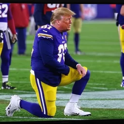 donald trump kneeling on one knee on the sidelines of the nfl superbowl. hd television footage.
