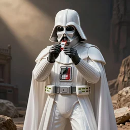 white darth vader playing kazoo