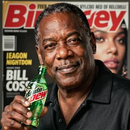 bill cosby with mountain dew, teen magazine cover, face photo