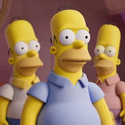 3 d, cgi, artstation masterpiece. bonkers lol lmao rofl hilarious funny humorous haha dank photorealistic irl homer simpson meme. portrait. zany mannerism. octane 3 d render. sharpen filter. hyperdetailed full - color skin textures. human like rendition.