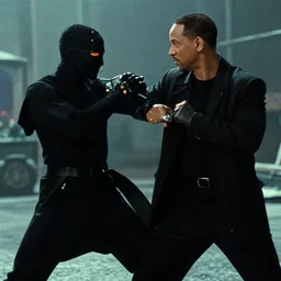 film still of Will Smith as Neo in The Matrix fighting an agent