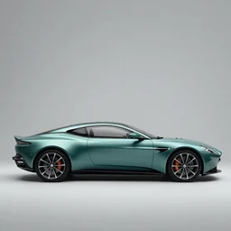a new design for an aston martin flagship sedan in side view perspective, studio lighting