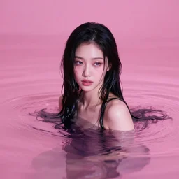 lee jin - eun emerging from pink water in cyberpunk theme by ilya kuvshinov, rule of thirds, seductive look, beautiful