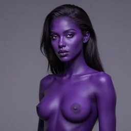 violet skinned Nathalie emmanuel. Smooth violet skin. Dark violet skin. Photorealistic digital art trending on artstation, artgem, 4k HD