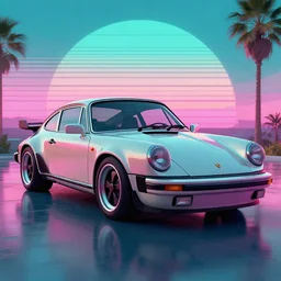 porsche 9 1 1, high quality, ultra detailed, a beautiful retrowave digital artwork, trending on artstation, masterpiece, 1 6 k